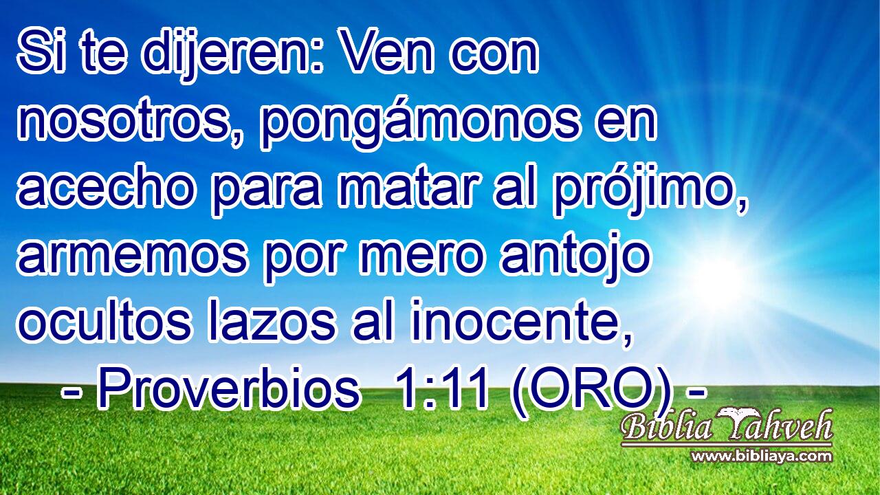  Si te dijeren: Ven con nosotros, pongámonos en acecho para matar al prójimo, armemos por mero antojo ocultos lazos al inocente, 