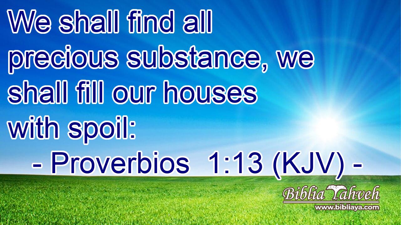 We shall find all precious substance, we shall fill our houses with spoil: