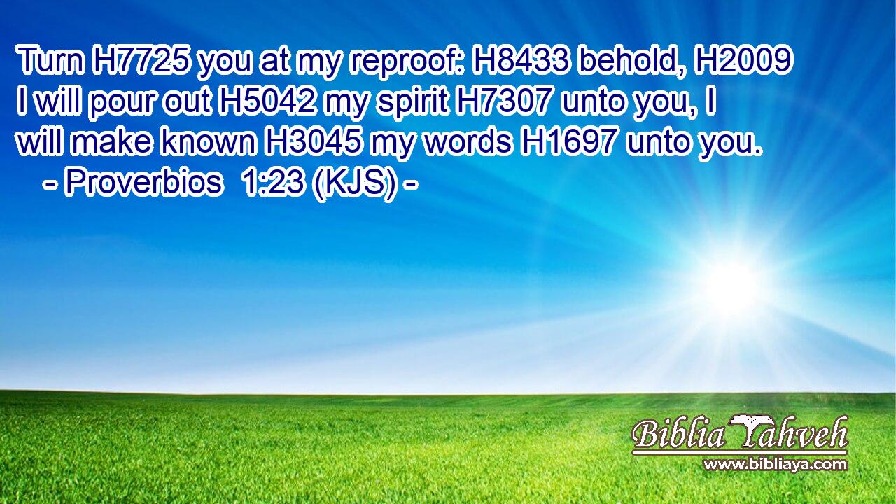 Turn H7725 you at my reproof: H8433 behold, H2009 I will pour out H5042 my spirit H7307 unto you, I will make known H3045 my words H1697 unto you.