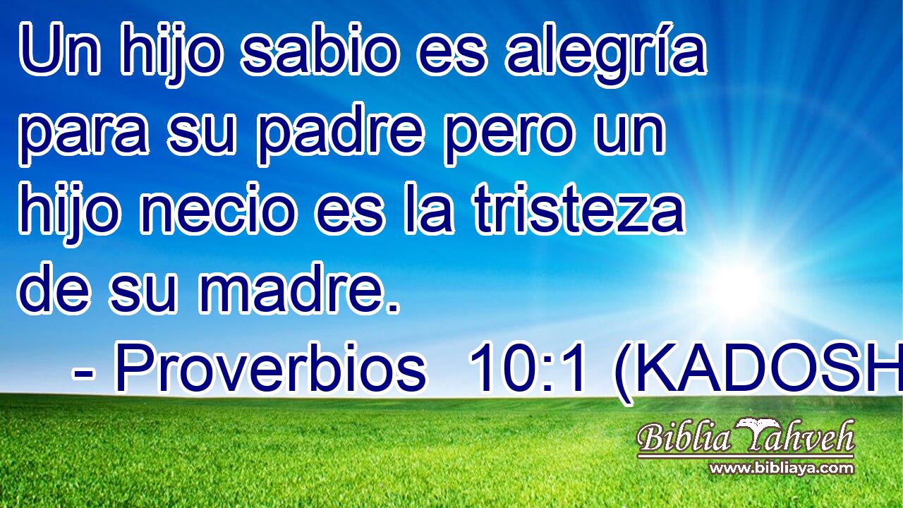  Un hijo sabio es alegría para su padre pero un hijo necio es la tristeza de su madre. 