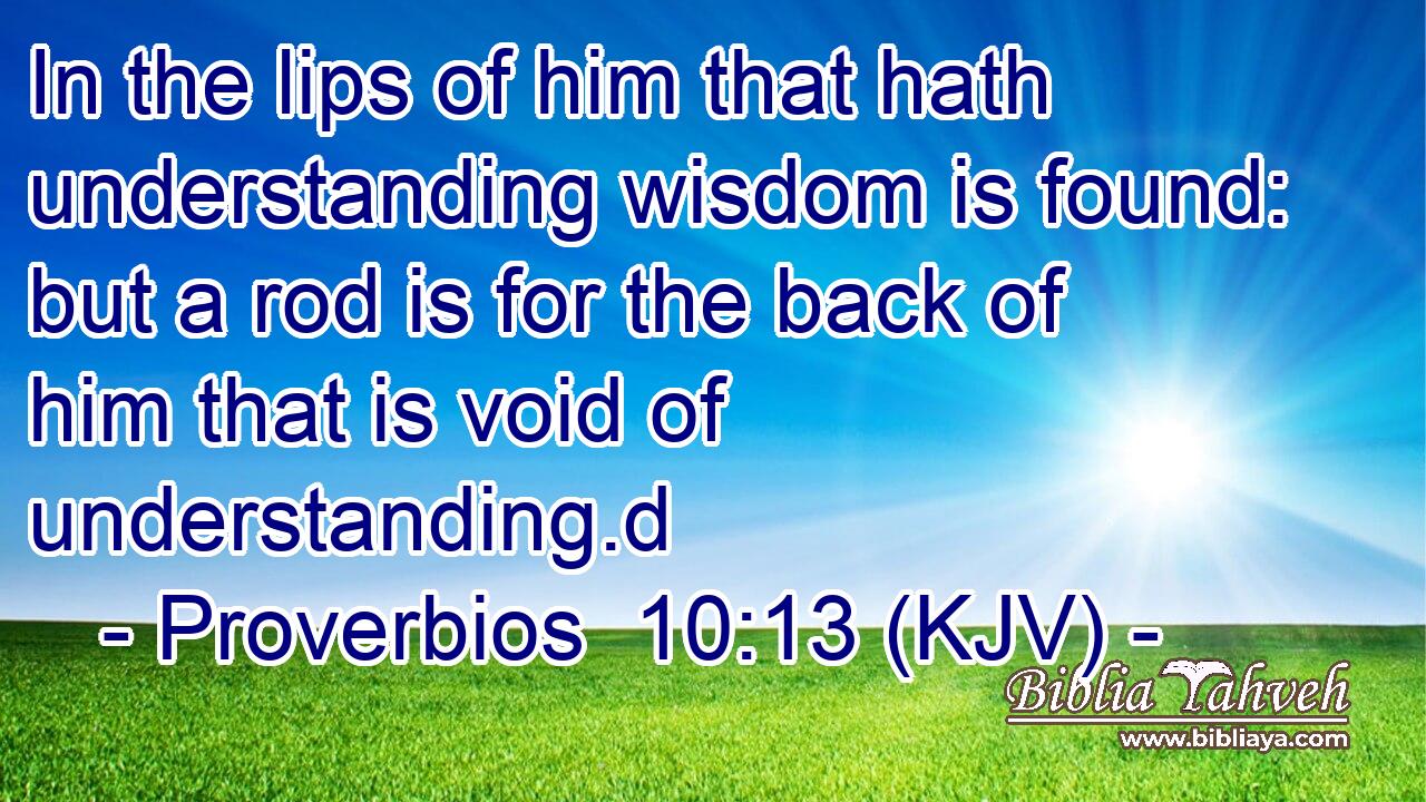 In the lips of him that hath understanding wisdom is found: but a rod is for the back of him that is void of understanding.d