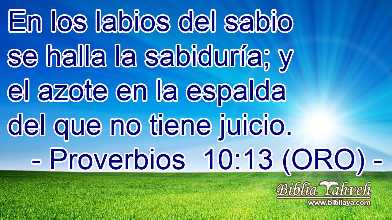  En los labios del sabio se halla la sabiduría; y el azote en la espalda del que no tiene juicio. 