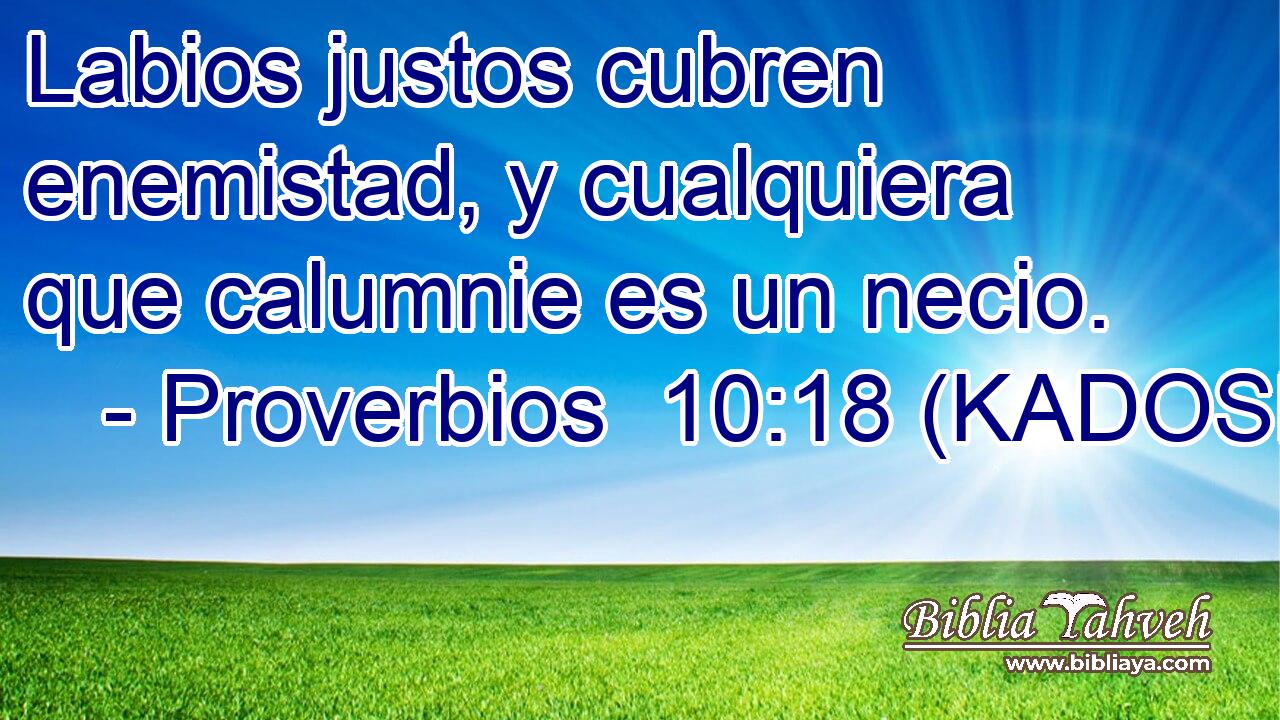 Labios justos cubren enemistad, y cualquiera que calumnie es un necio. 