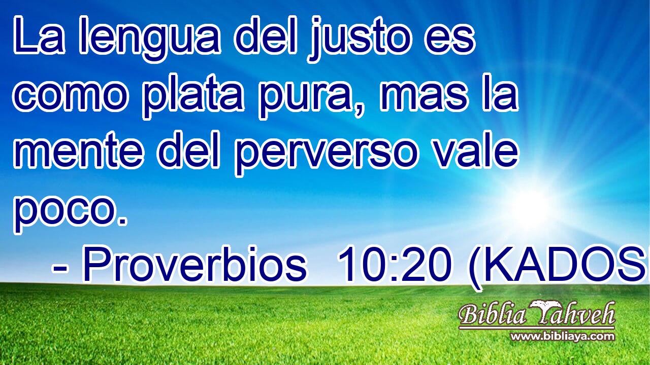  La lengua del justo es como plata pura, mas la mente del perverso vale poco. 