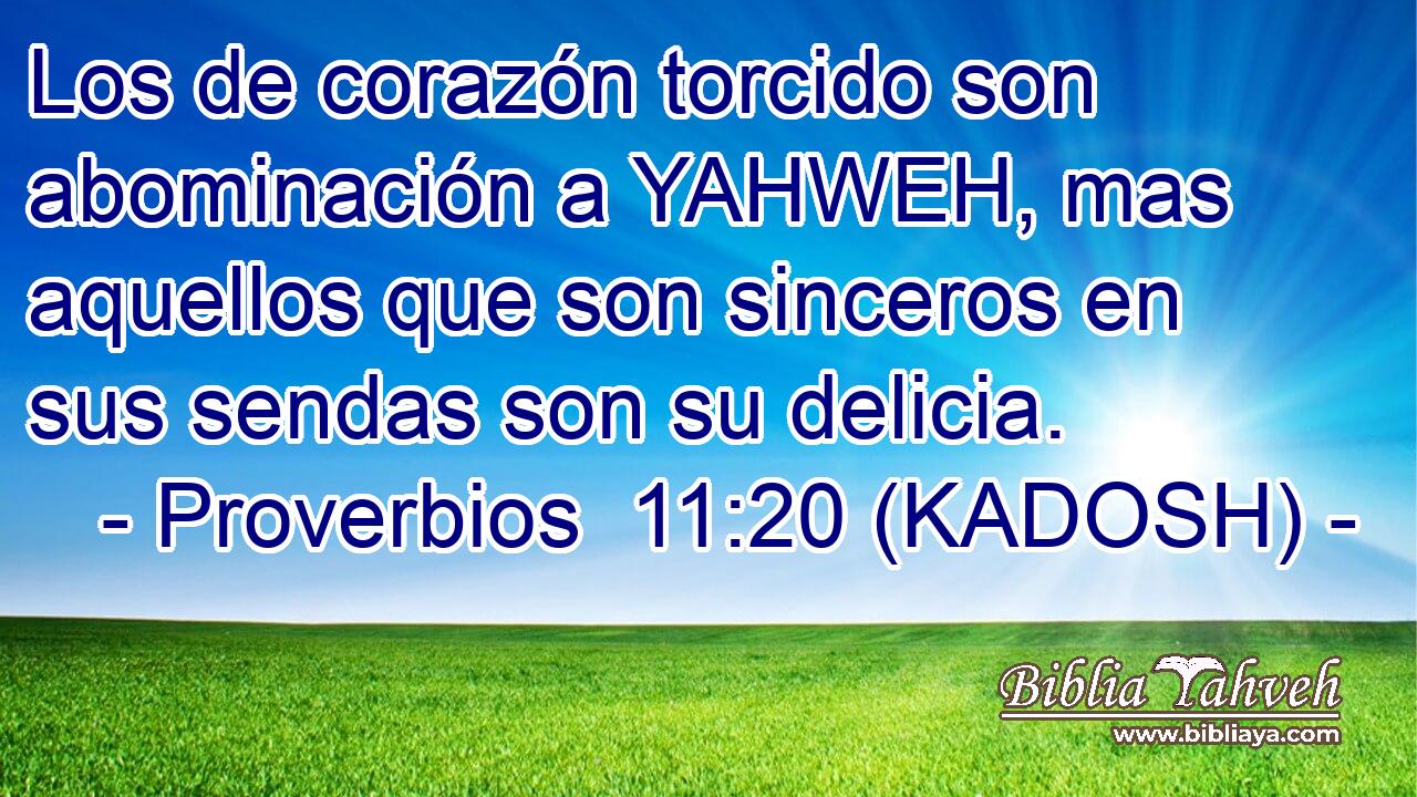  Los de corazón torcido son abominación a YAHWEH, mas aquellos que son sinceros en sus sendas son su delicia. 