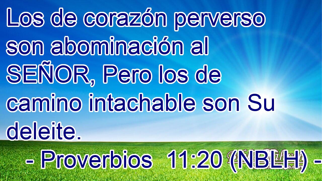  Los de corazón perverso son abominación al SEÑOR, Pero los de camino intachable son Su deleite. 