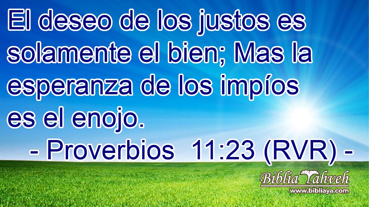 El deseo de los justos es solamente el bien; Mas la esperanza de los impíos es el enojo.