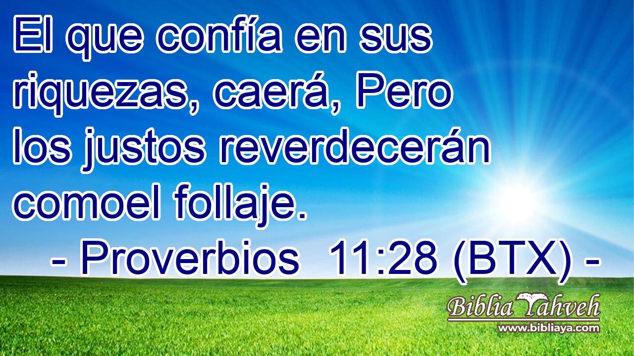 El que confía en sus riquezas, caerá, Pero los justos reverdecerán comoel follaje.