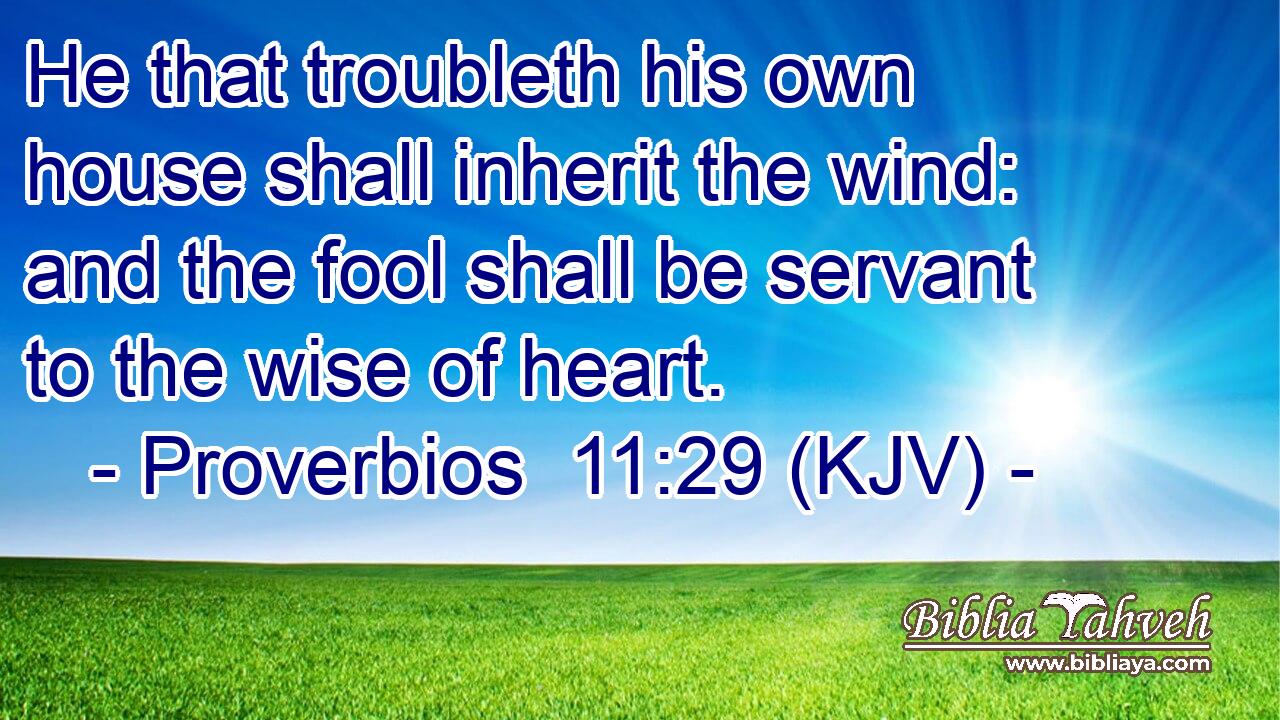 He that troubleth his own house shall inherit the wind: and the fool shall be servant to the wise of heart.