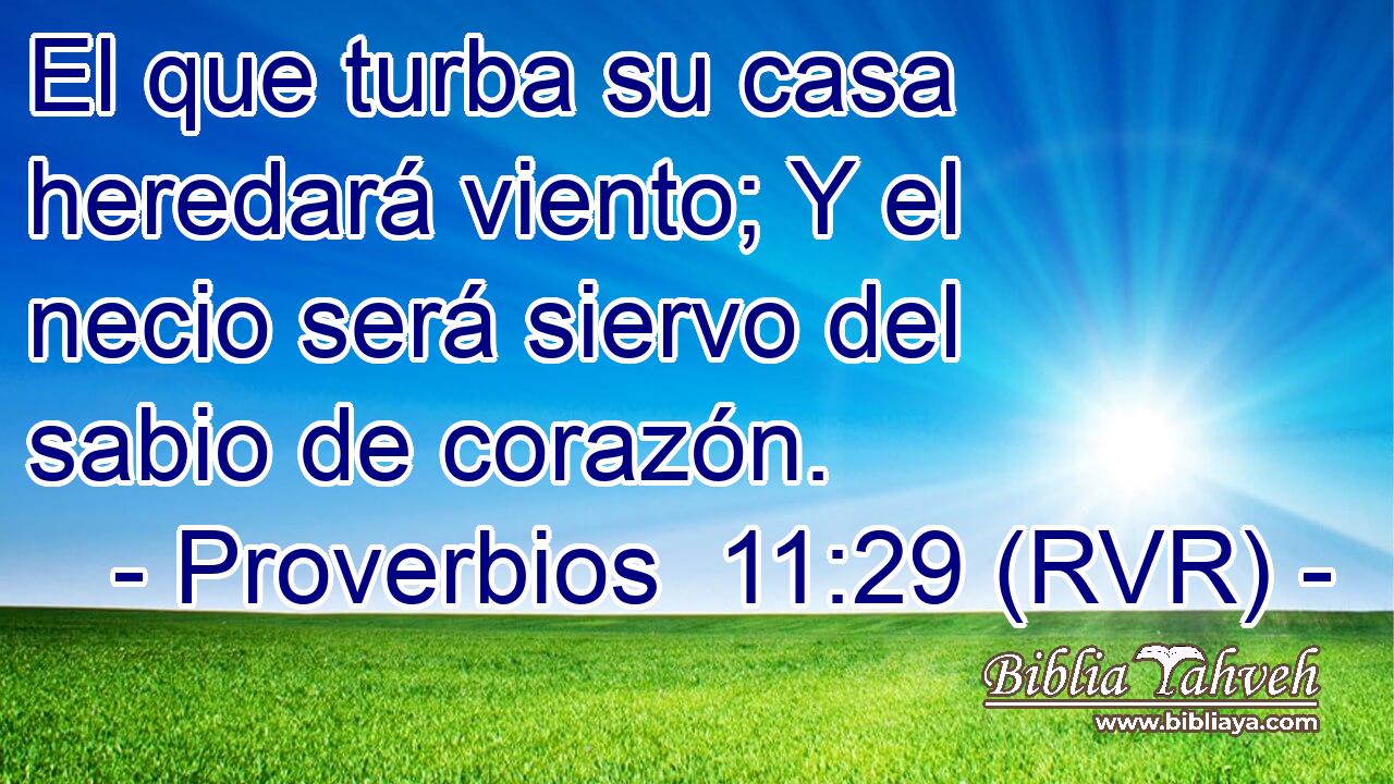 El que turba su casa heredará viento; Y el necio será siervo del sabio de corazón.