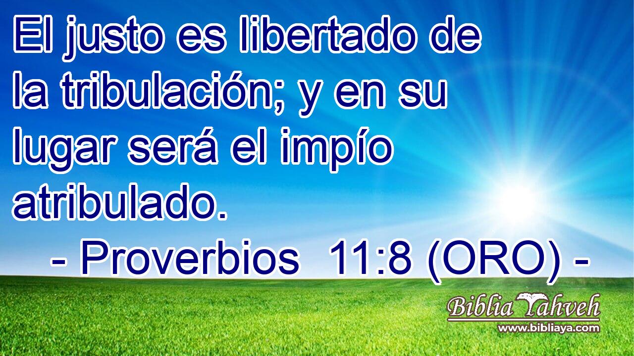  El justo es libertado de la tribulación; y en su lugar será el impío atribulado. 