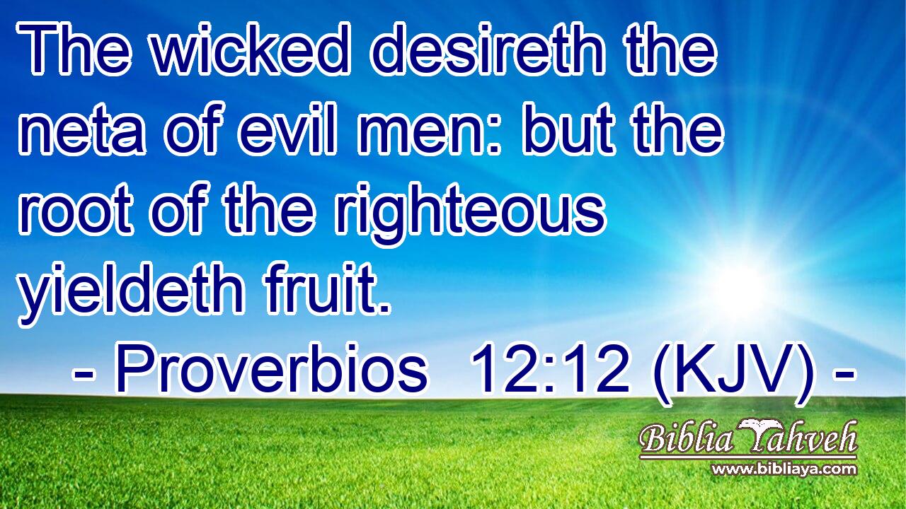 The wicked desireth the neta of evil men: but the root of the righteous yieldeth fruit.