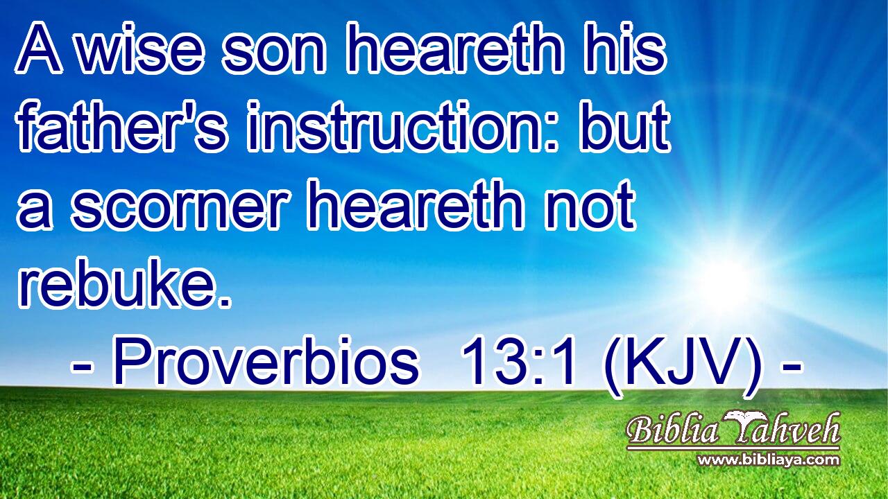A wise son heareth his father's instruction: but a scorner heareth not rebuke.