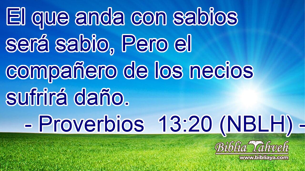  El que anda con sabios será sabio, Pero el compañero de los necios sufrirá daño. 