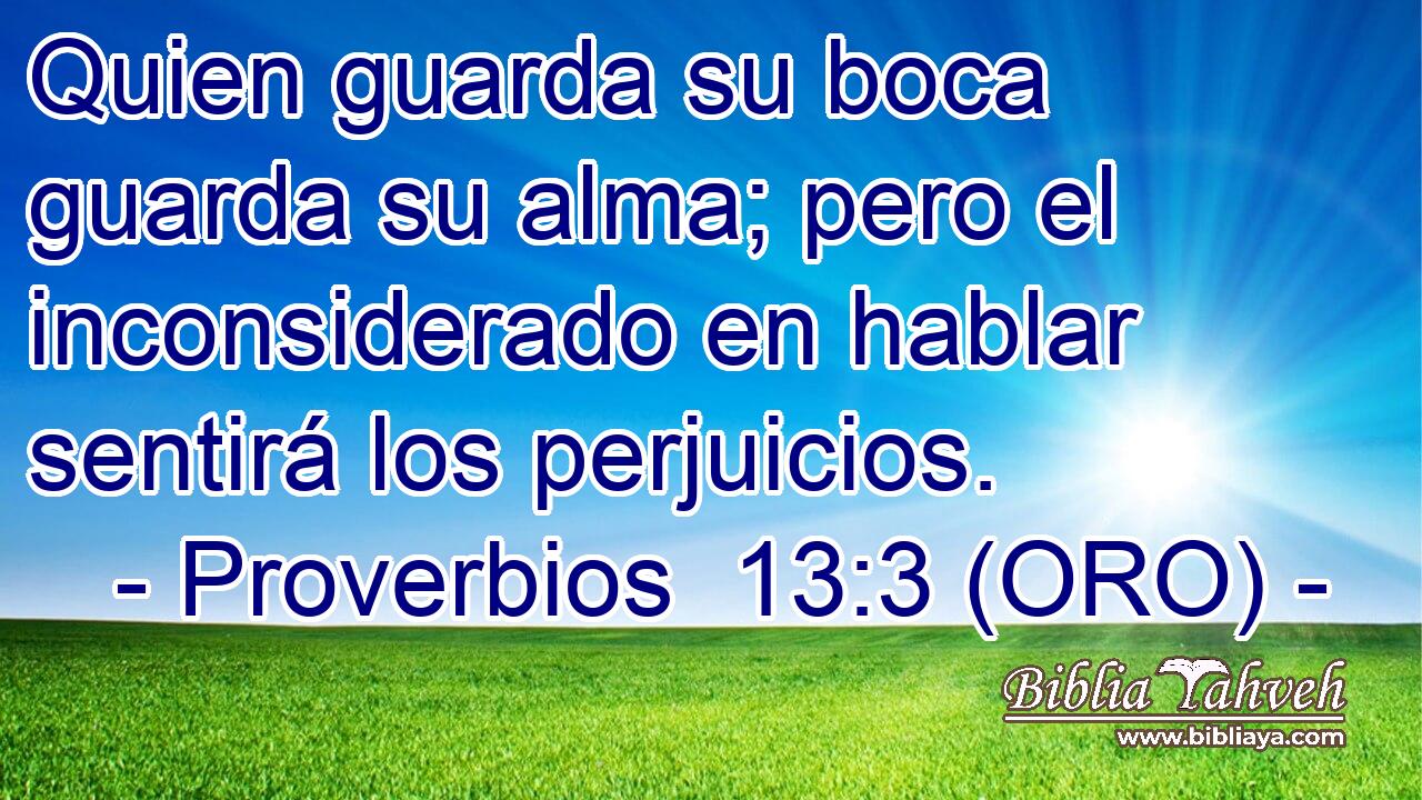  Quien guarda su boca guarda su alma; pero el inconsiderado en hablar sentirá los perjuicios. 