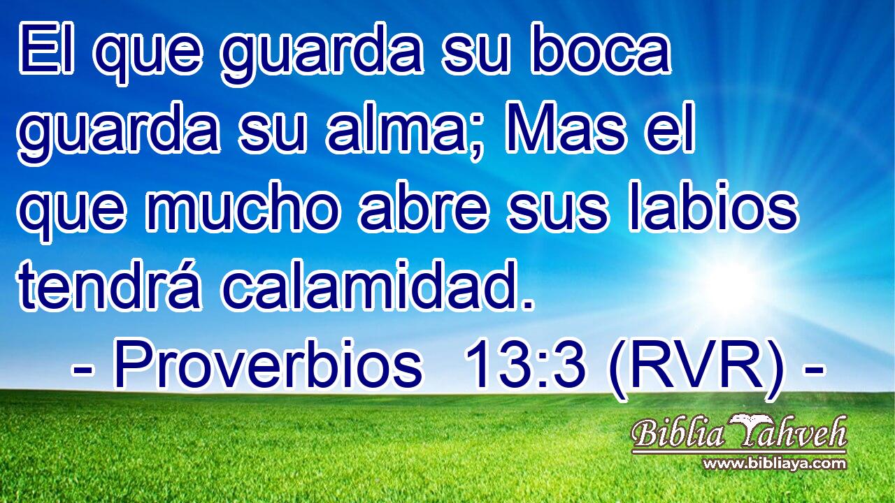 El que guarda su boca guarda su alma; Mas el que mucho abre sus labios tendrá calamidad.