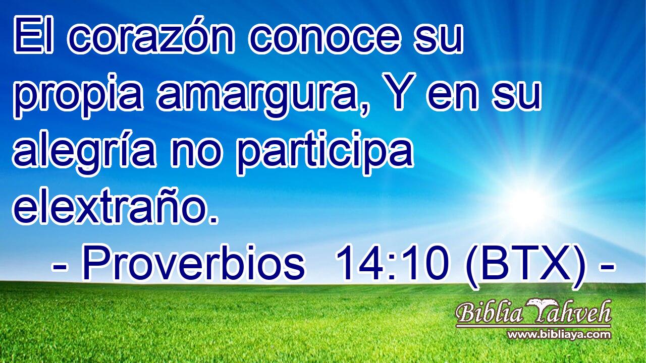 El corazón conoce su propia amargura, Y en su alegría no participa elextraño.