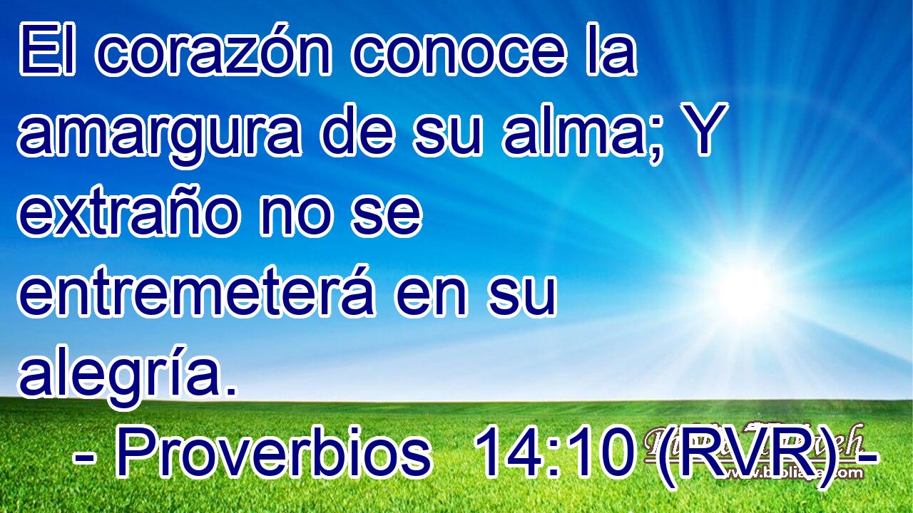 El corazón conoce la amargura de su alma; Y extraño no se entremeterá en su alegría.