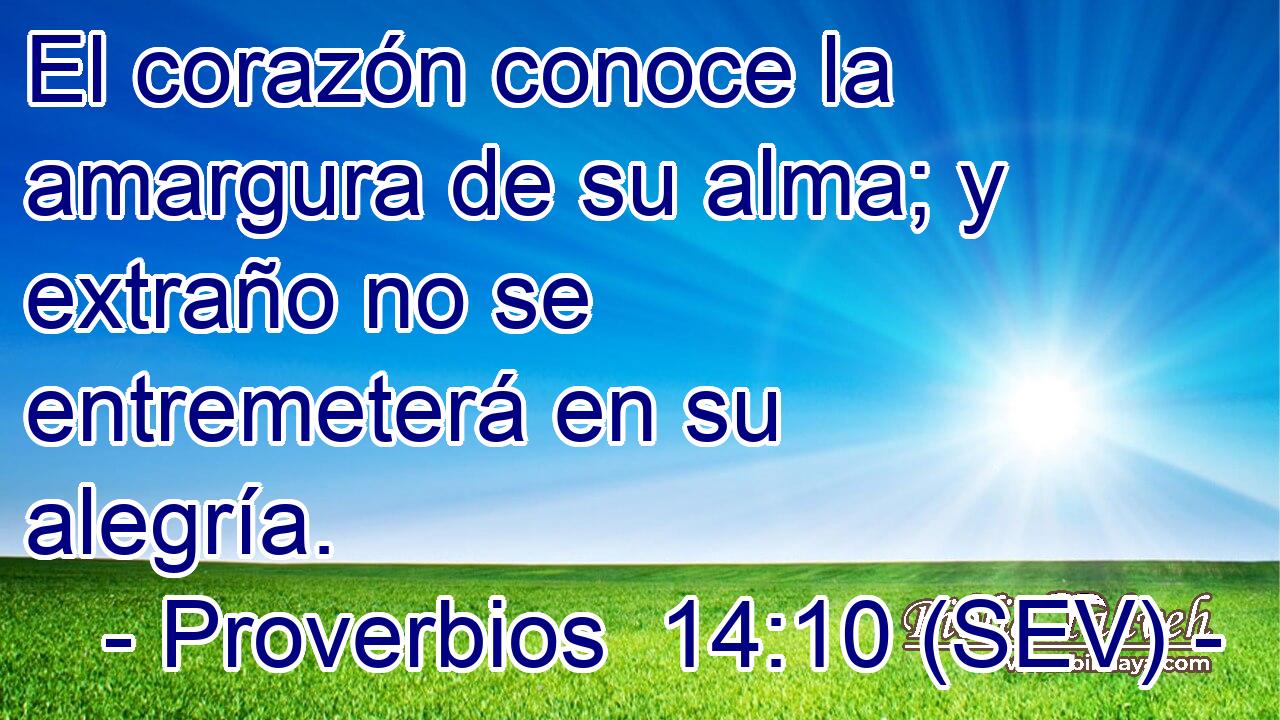El corazón conoce la amargura de su alma; y extraño no se entremeterá en su alegría.