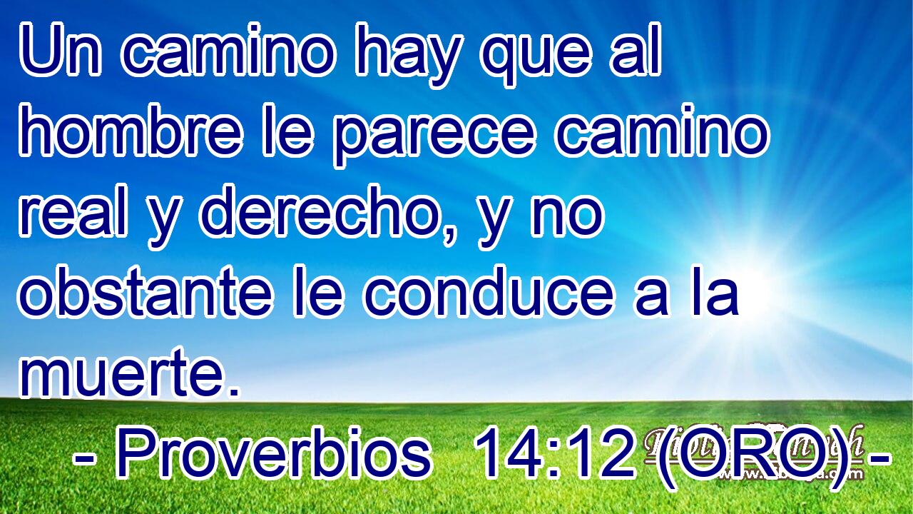 Un camino hay que al hombre le parece camino real y derecho, y no obstante le conduce a la muerte. 