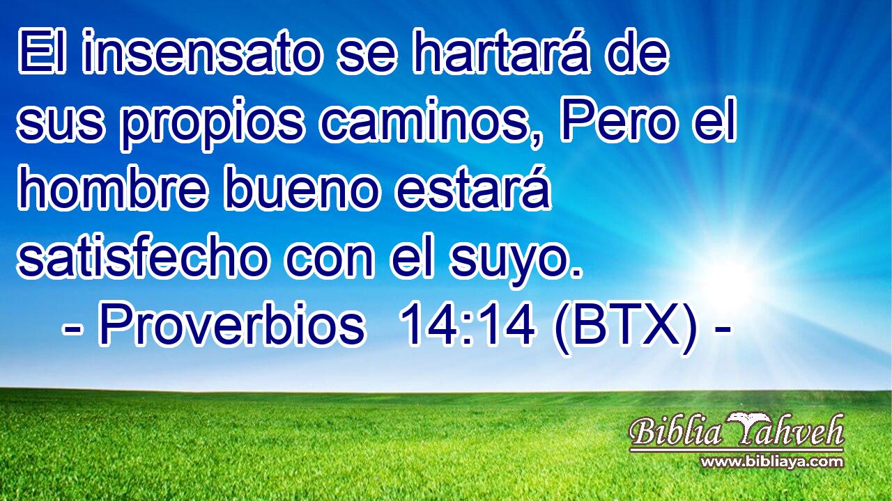 El insensato se hartará de sus propios caminos, Pero el hombre bueno estará satisfecho con el suyo.