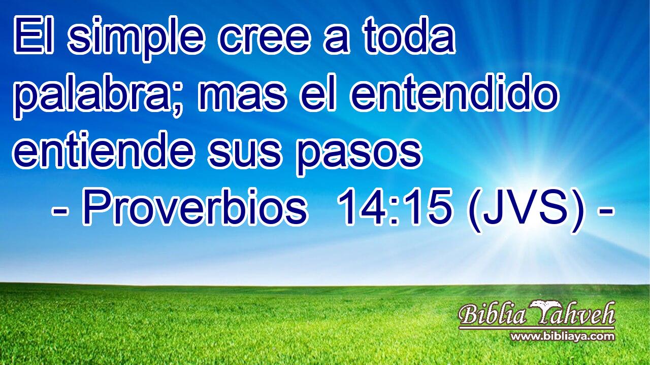 El simple cree a toda palabra; mas el entendido entiende sus pasos