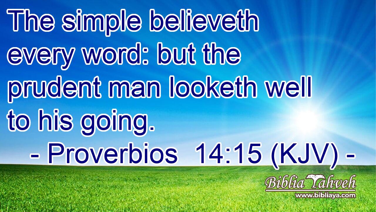 The simple believeth every word: but the prudent man looketh well to his going.