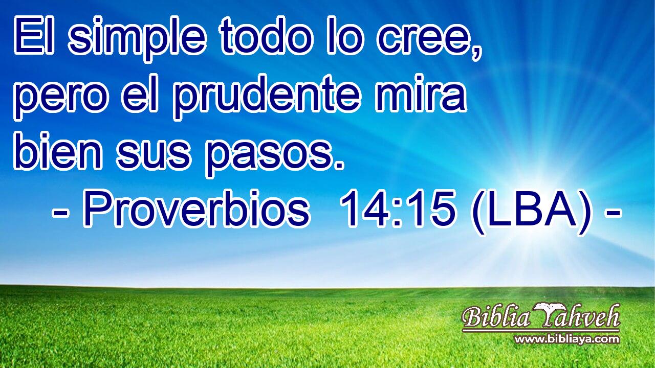 El simple todo lo cree, pero el prudente mira bien sus pasos.