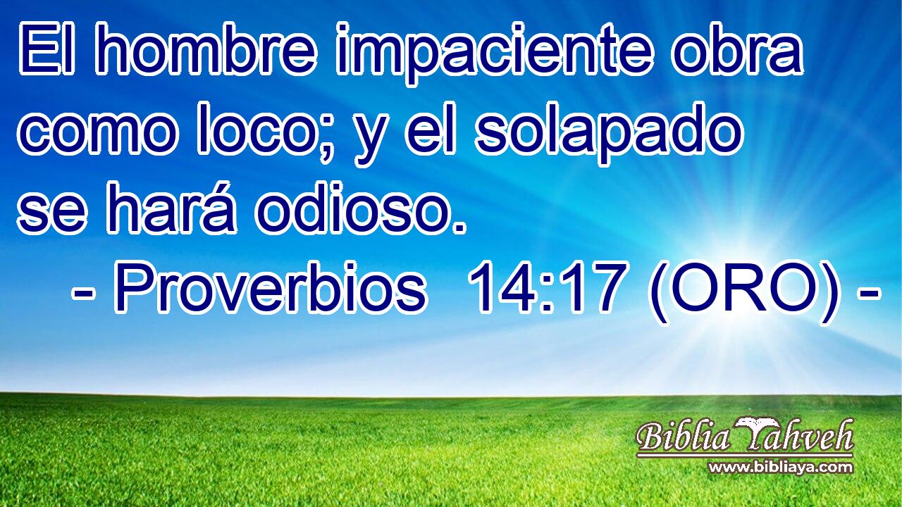  El hombre impaciente obra como loco; y el solapado se hará odioso. 