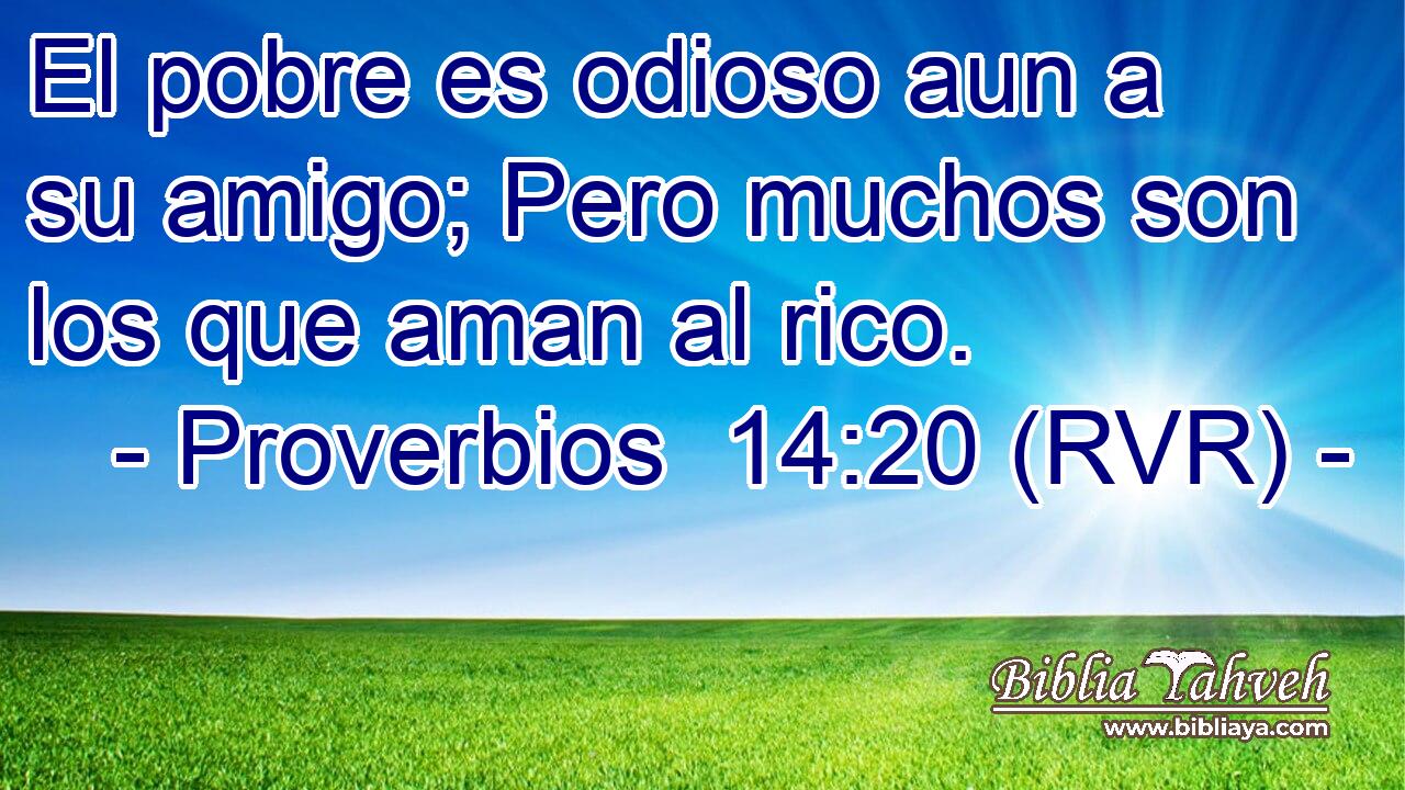 El pobre es odioso aun a su amigo; Pero muchos son los que aman al rico.