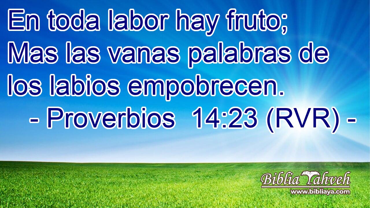 En toda labor hay fruto; Mas las vanas palabras de los labios empobrecen.