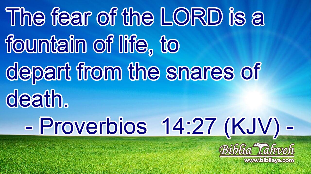 The fear of the LORD is a fountain of life, to depart from the snares of death.