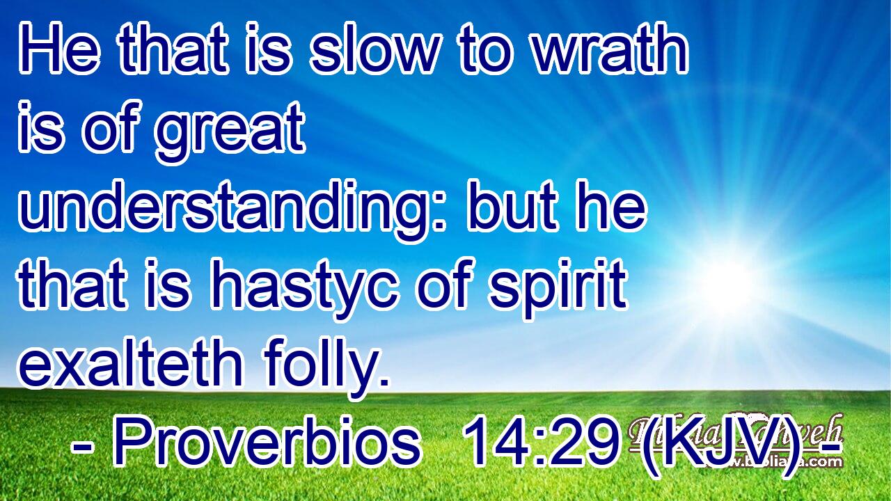 He that is slow to wrath is of great understanding: but he that is hastyc of spirit exalteth folly.