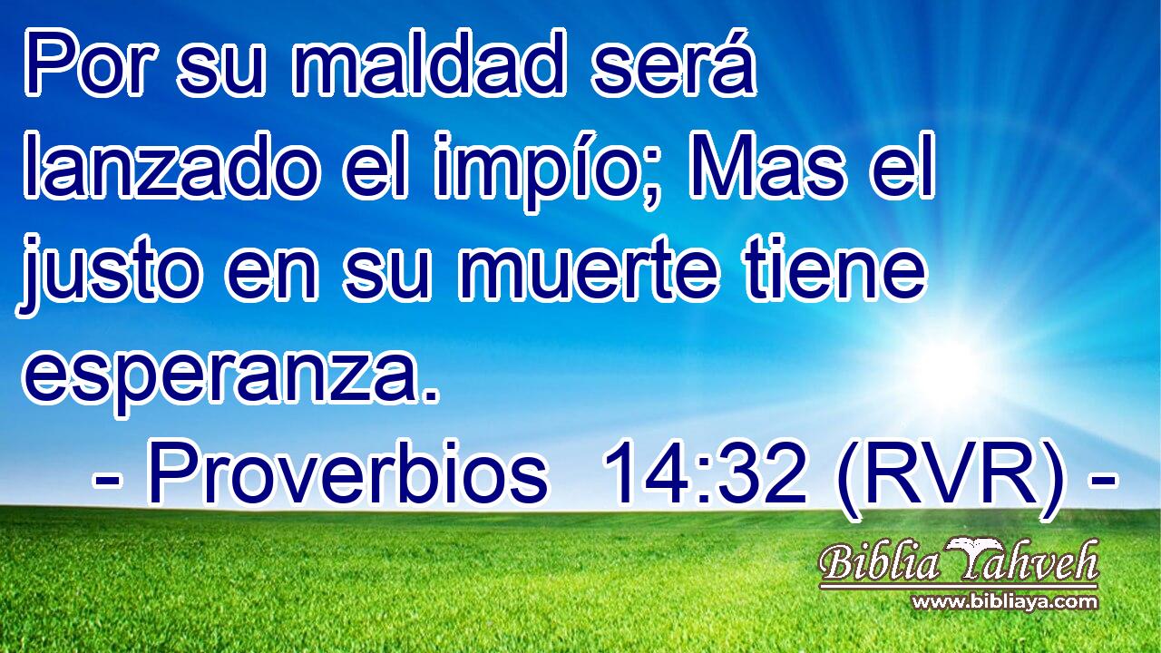 Por su maldad será lanzado el impío; Mas el justo en su muerte tiene esperanza.