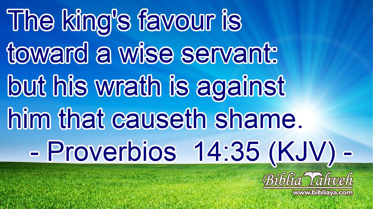 The king's favour is toward a wise servant: but his wrath is against him that causeth shame.