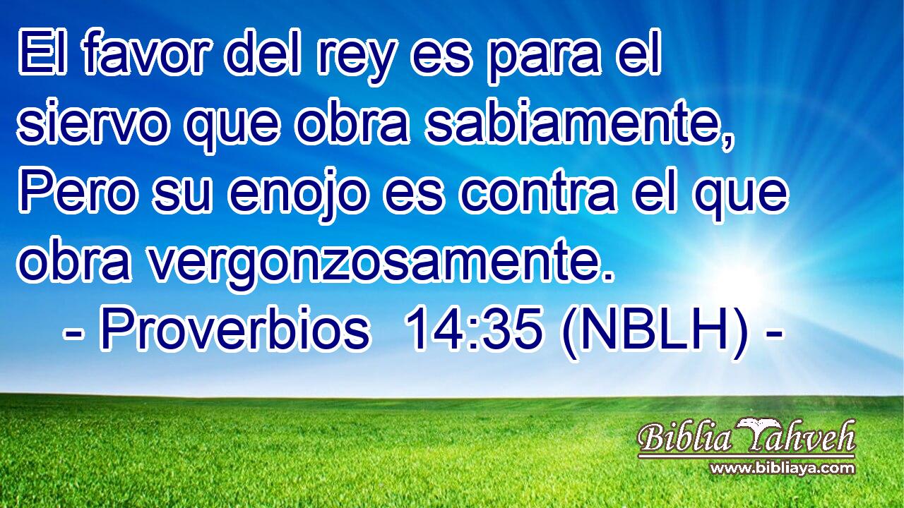  El favor del rey es para el siervo que obra sabiamente, Pero su enojo es contra el que obra vergonzosamente. 