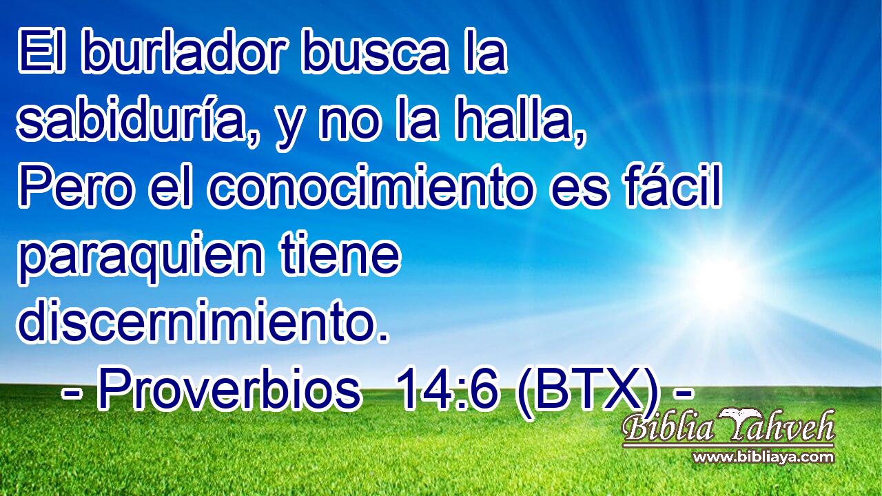El burlador busca la sabiduría, y no la halla, Pero el conocimiento es fácil paraquien tiene discernimiento.