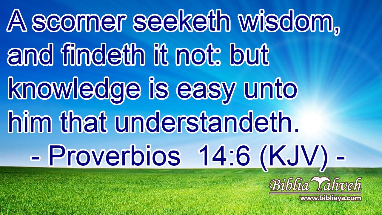 A scorner seeketh wisdom, and findeth it not: but knowledge is easy unto him that understandeth.