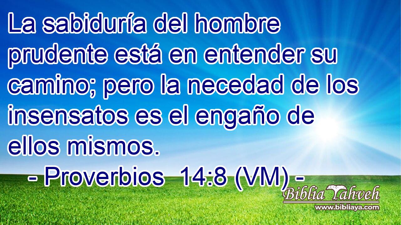  La sabiduría del hombre prudente está en entender su camino; pero la necedad de los insensatos es el engaño de ellos mismos. 