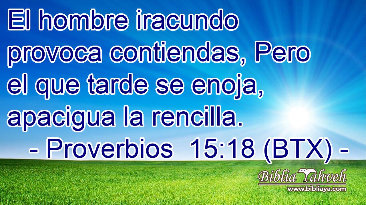 El hombre iracundo provoca contiendas, Pero el que tarde se enoja, apacigua la rencilla.