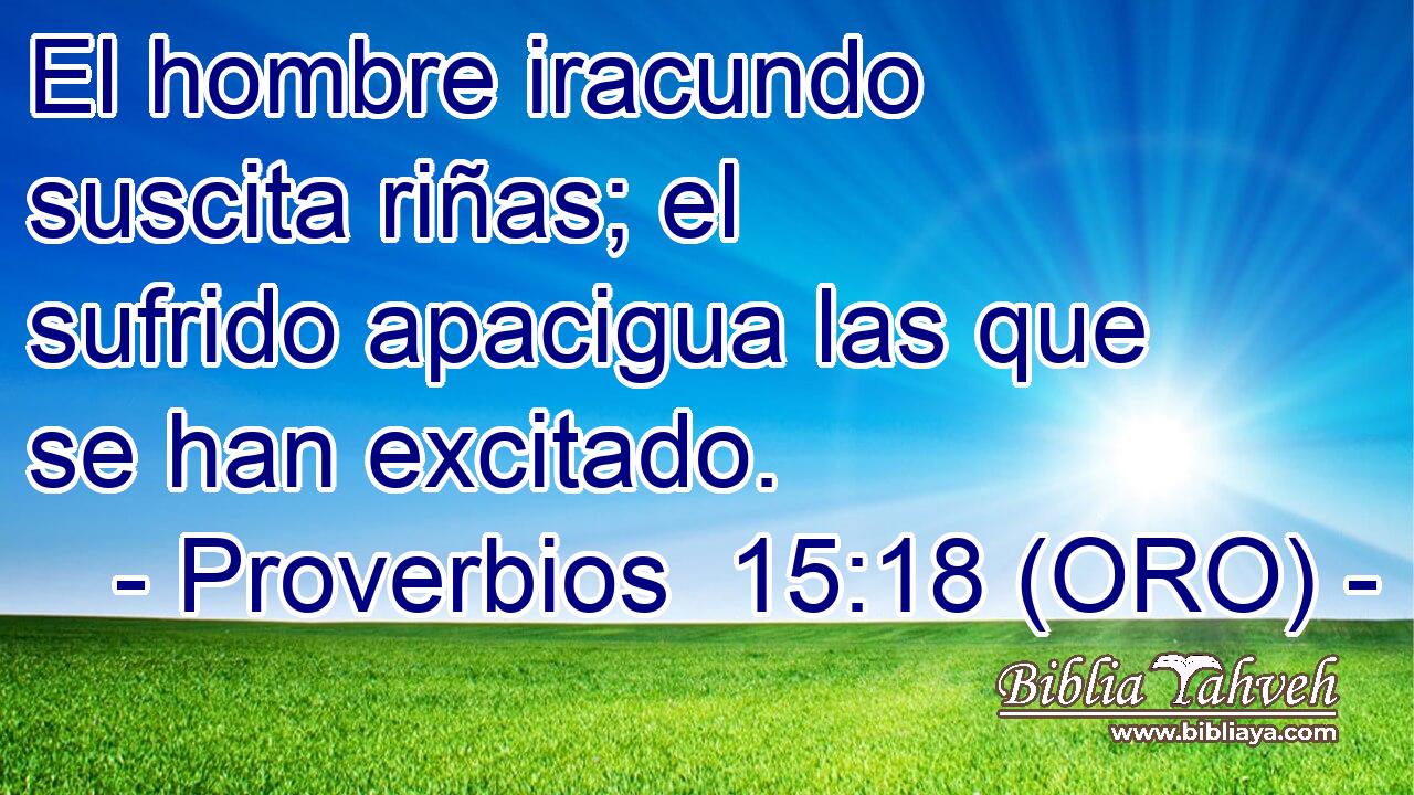  El hombre iracundo suscita riñas; el sufrido apacigua las que se han excitado. 