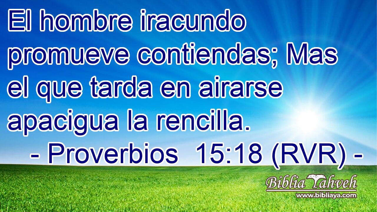 El hombre iracundo promueve contiendas; Mas el que tarda en airarse apacigua la rencilla.