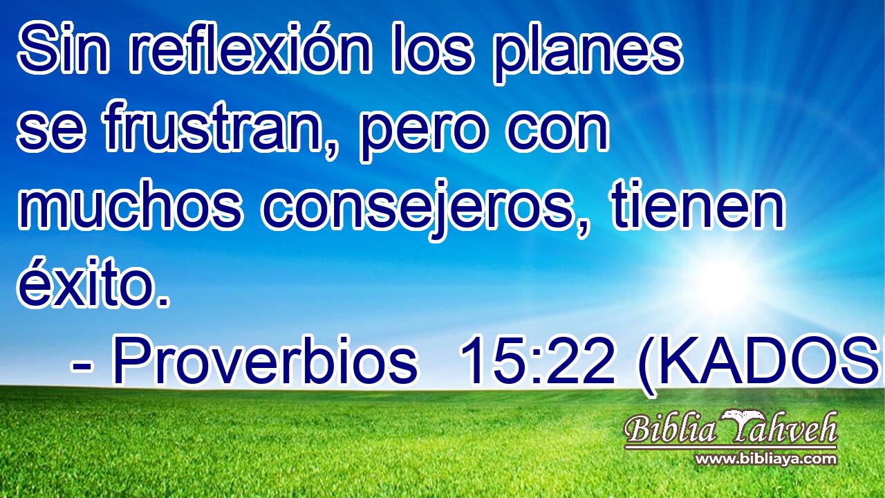  Sin reflexión los planes se frustran, pero con muchos consejeros, tienen éxito. 
