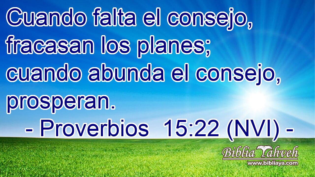  Cuando falta el consejo, fracasan los planes; cuando abunda el consejo, prosperan. 