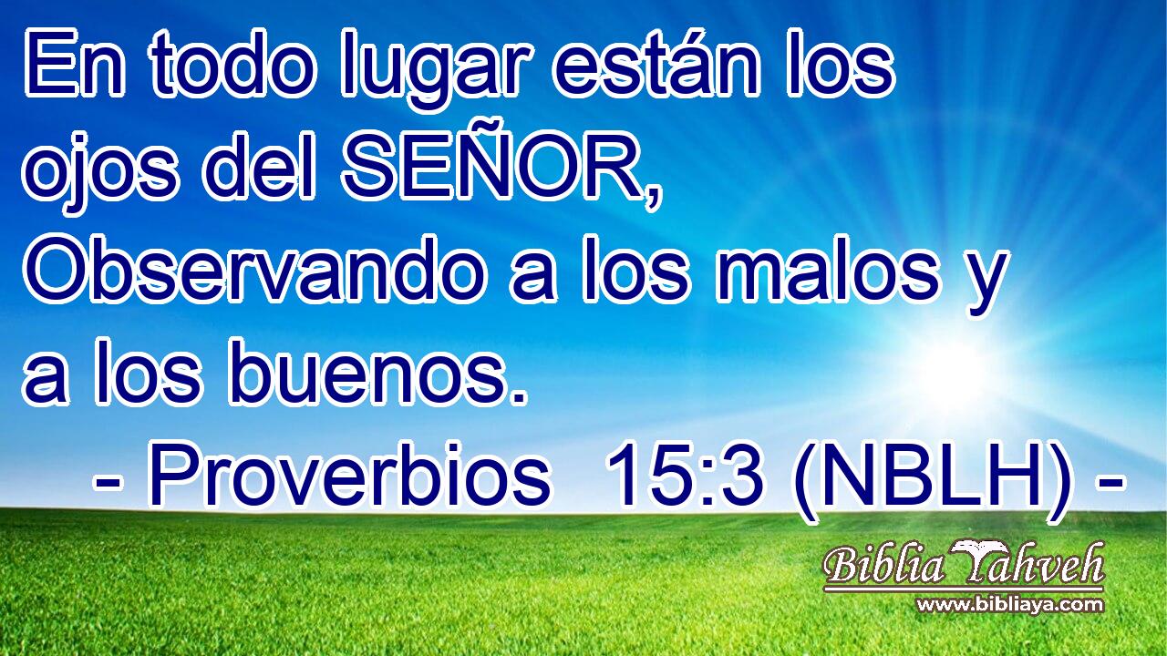  En todo lugar están los ojos del SEÑOR, Observando a los malos y a los buenos. 