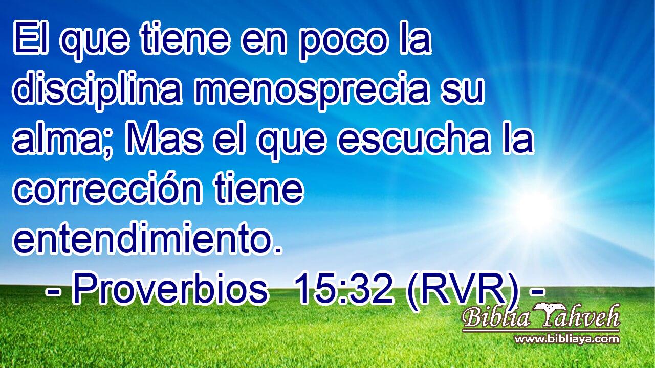 El que tiene en poco la disciplina menosprecia su alma; Mas el que escucha la corrección tiene entendimiento.