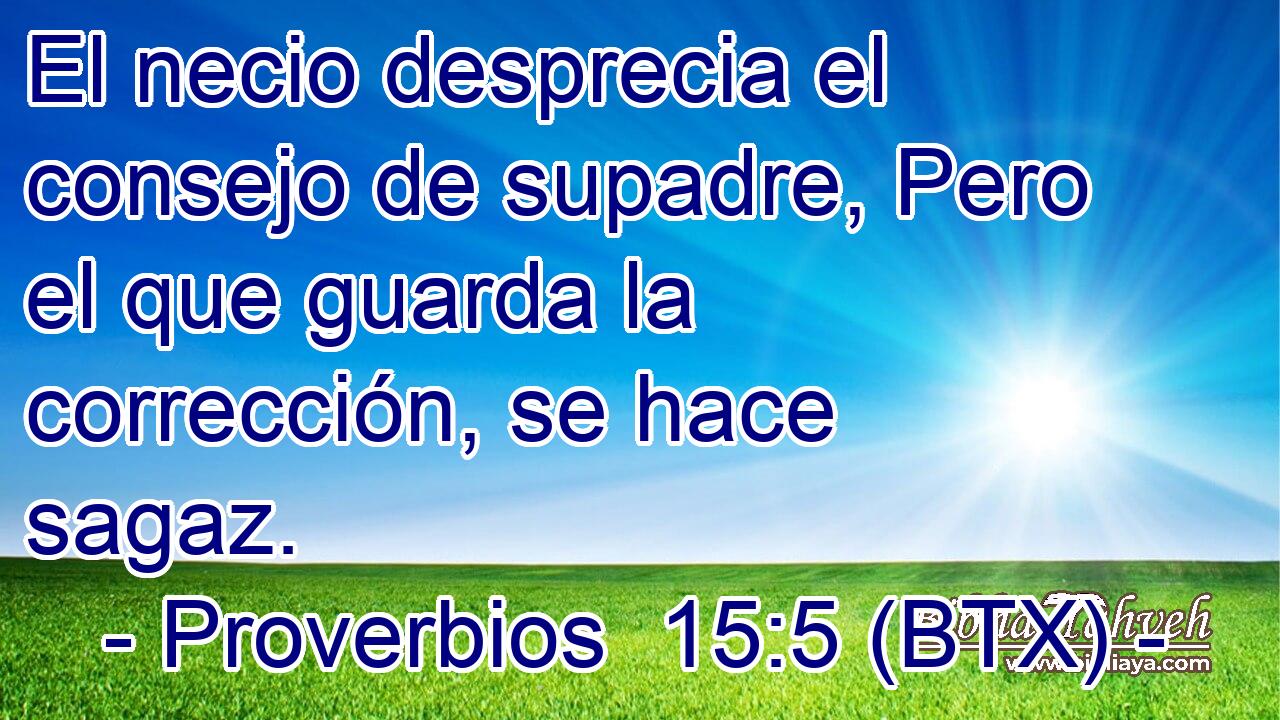 El necio desprecia el consejo de supadre, Pero el que guarda la corrección, se hace sagaz.