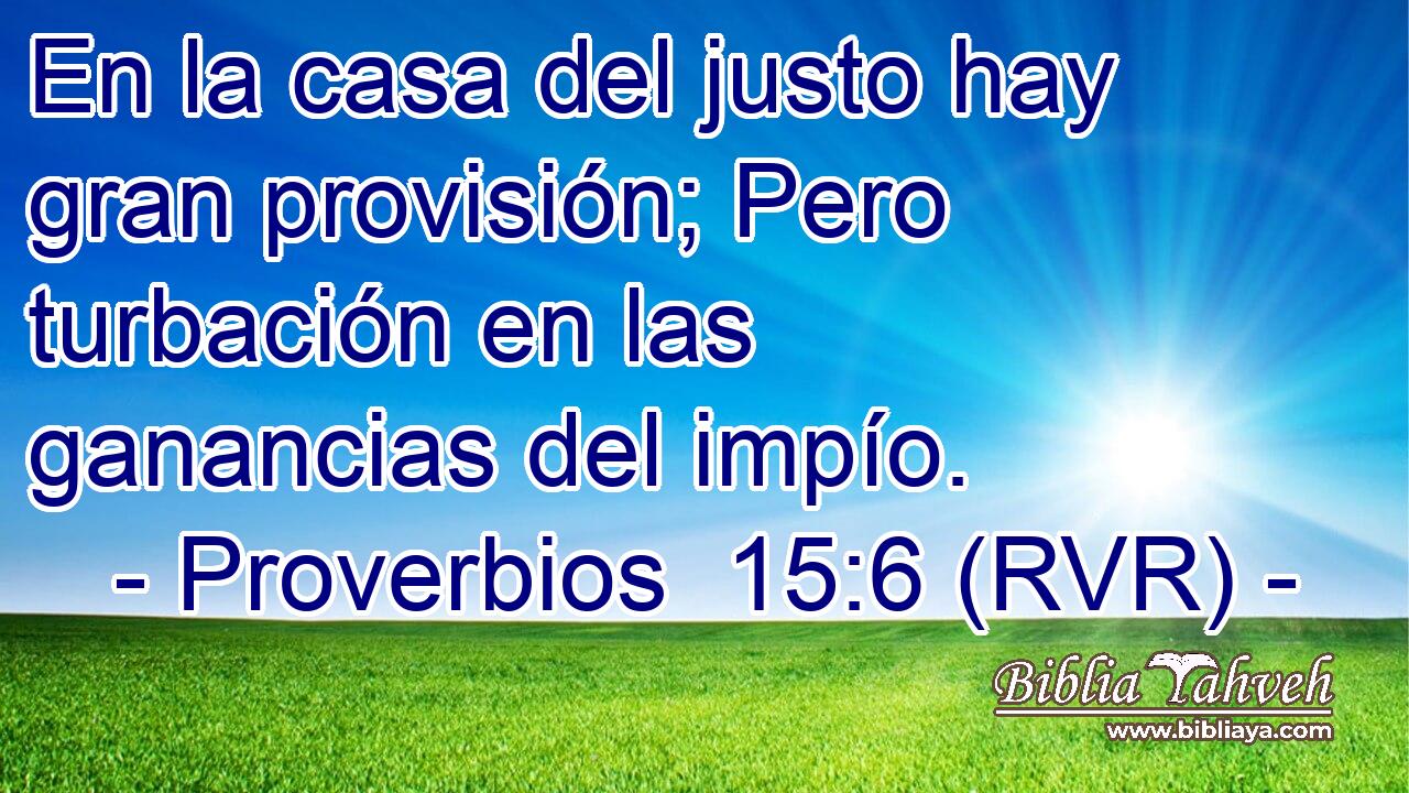 En la casa del justo hay gran provisión; Pero turbación en las ganancias del impío.