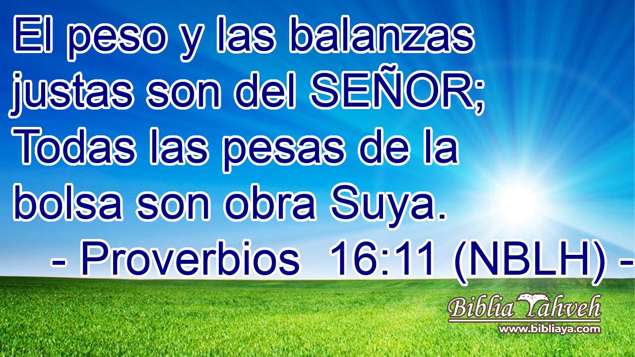  El peso y las balanzas justas son del SEÑOR; Todas las pesas de la bolsa son obra Suya. 