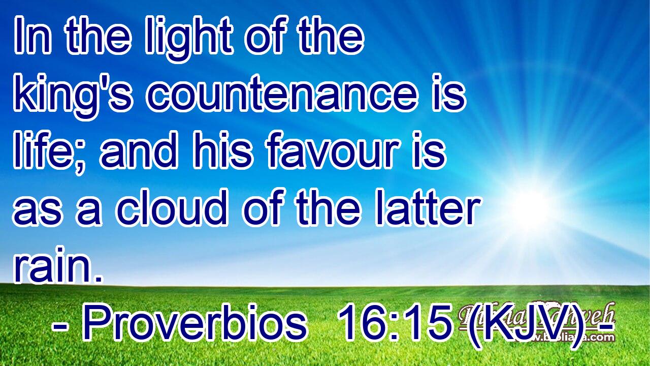 In the light of the king's countenance is life; and his favour is as a cloud of the latter rain.